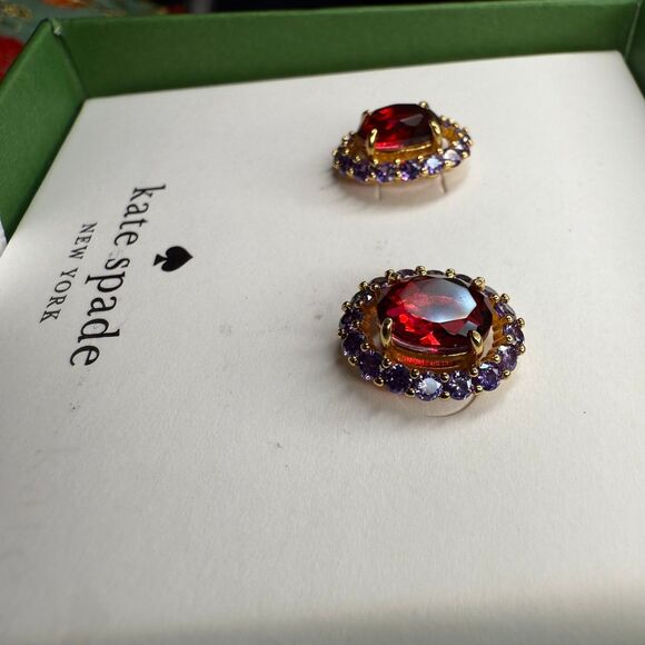 Kate Spade Victoria Earring Studs Red and Purple - Picture 13 of 14